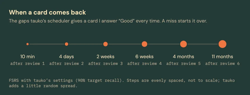 A timeline of when a card comes back: after 10 minutes, then 4 days, 2 weeks, 6 weeks, 4 months and 11 months